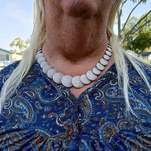 Gray stone necklace.